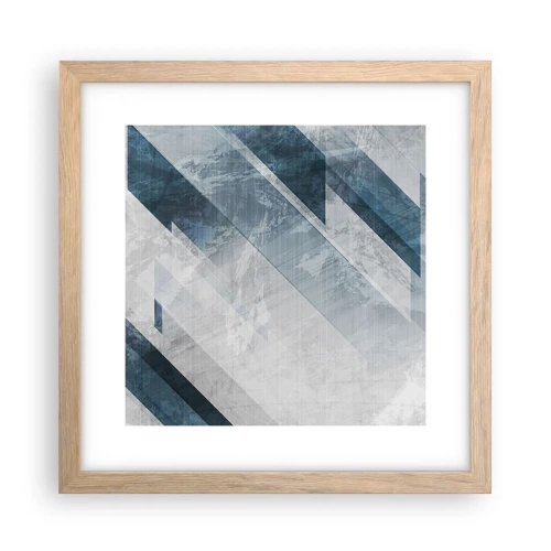 Plagát v ráme zo svetlého duba - Priestorová kompozícia – pohyb šedej - 30x30 cm
