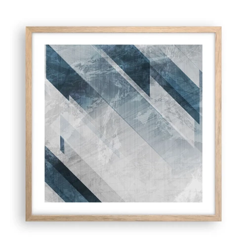 Plagát v ráme zo svetlého duba - Priestorová kompozícia – pohyb šedej - 50x50 cm