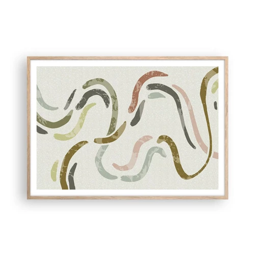 Plagát v ráme zo svetlého duba - Radostný tanec abstrakcie - 100x70 cm