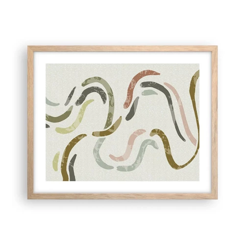 Plagát v ráme zo svetlého duba - Radostný tanec abstrakcie - 50x40 cm