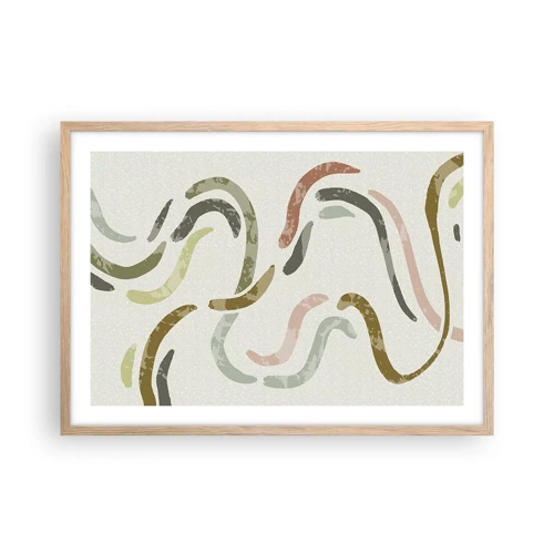 Plagát v ráme zo svetlého duba - Radostný tanec abstrakcie - 70x50 cm