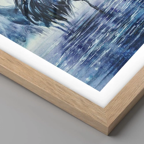 Plagát v ráme zo svetlého duba - Ranné stretnutie - 50x50 cm