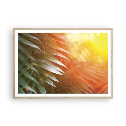 Plagát v ráme zo svetlého duba - Ráno v džungli - 100x70 cm