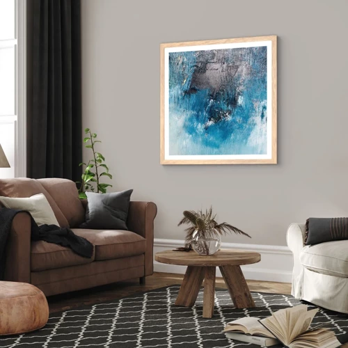 Plagát v ráme zo svetlého duba - Rapsódia v modrom - 60x60 cm