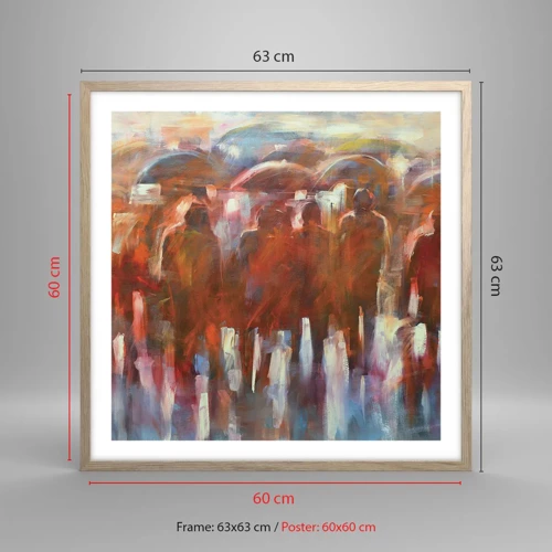 Plagát v ráme zo svetlého duba - Rovnocenní v daždi a hmle - 60x60 cm
