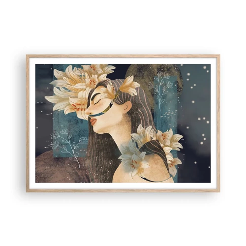 Plagát v ráme zo svetlého duba - Rozprávka o princeznej s ľaliami - 100x70 cm