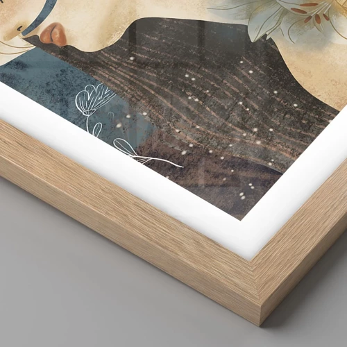 Plagát v ráme zo svetlého duba - Rozprávka o princeznej s ľaliami - 40x50 cm