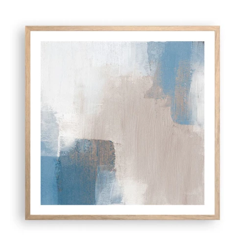Plagát v ráme zo svetlého duba - Ružová abstrakcia za modrým závojom - 60x60 cm