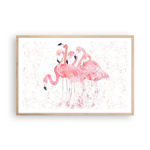 Plagát v ráme zo svetlého duba - Ružový ansámbl - 91x61 cm
