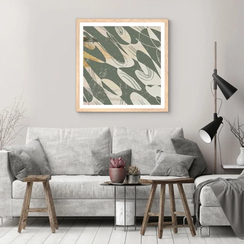 Plagát v ráme zo svetlého duba - Rytmizovaná abstrakcia - 60x60 cm