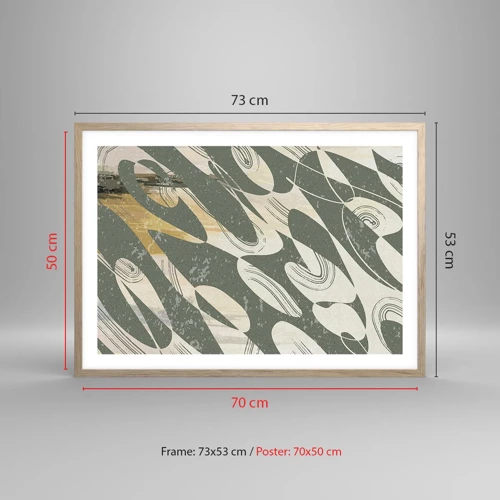 Plagát v ráme zo svetlého duba - Rytmizovaná abstrakcia - 70x50 cm