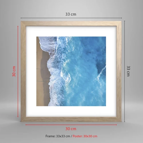 Plagát v ráme zo svetlého duba - Sila modrej - 30x30 cm