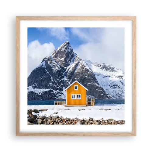 Plagát v ráme zo svetlého duba - Škandinávska dovolenka - 50x50 cm