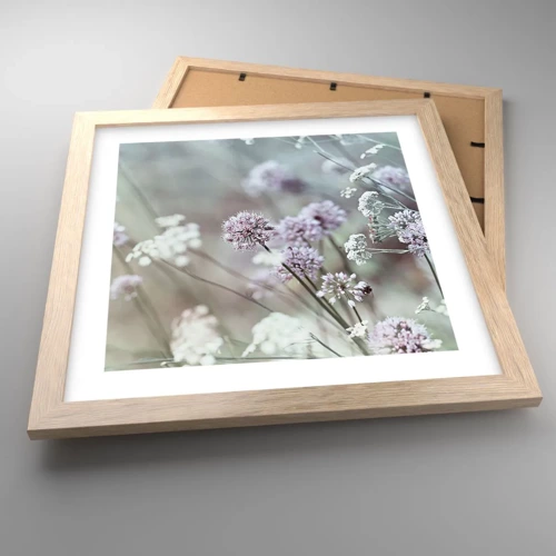 Plagát v ráme zo svetlého duba - Sladké filigrány byliniek - 30x30 cm