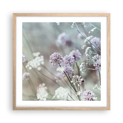 Plagát v ráme zo svetlého duba - Sladké filigrány byliniek - 50x50 cm