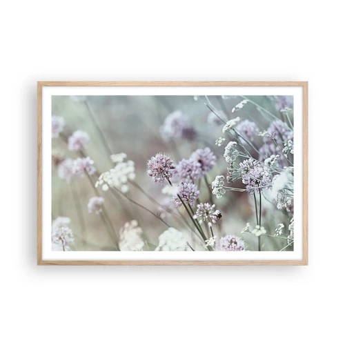 Plagát v ráme zo svetlého duba - Sladké filigrány byliniek - 91x61 cm