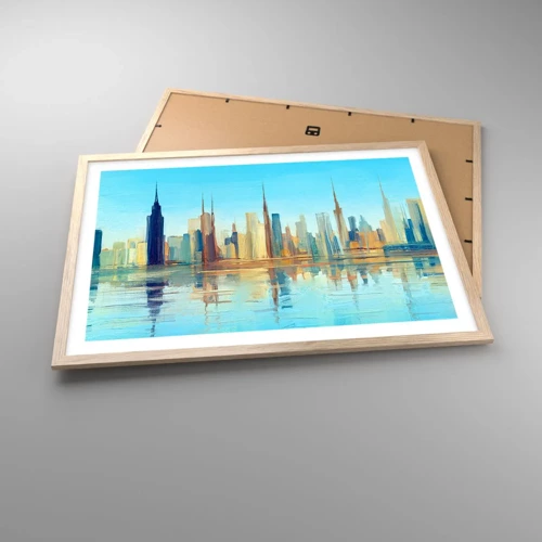 Plagát v ráme zo svetlého duba - Slnečná metropola - 70x50 cm