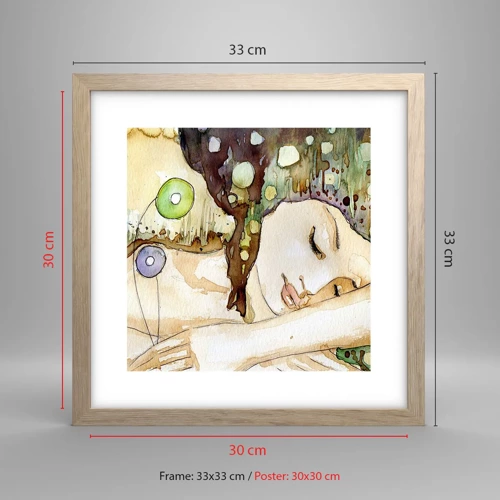 Plagát v ráme zo svetlého duba - Smaragdovo-fialový sen - 30x30 cm