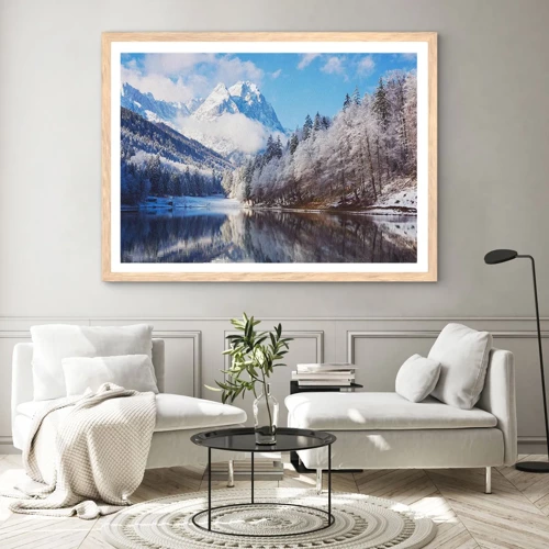 Plagát v ráme zo svetlého duba - Snehová stráž - 100x70 cm
