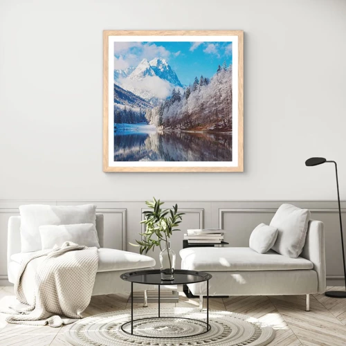 Plagát v ráme zo svetlého duba - Snehová stráž - 30x30 cm