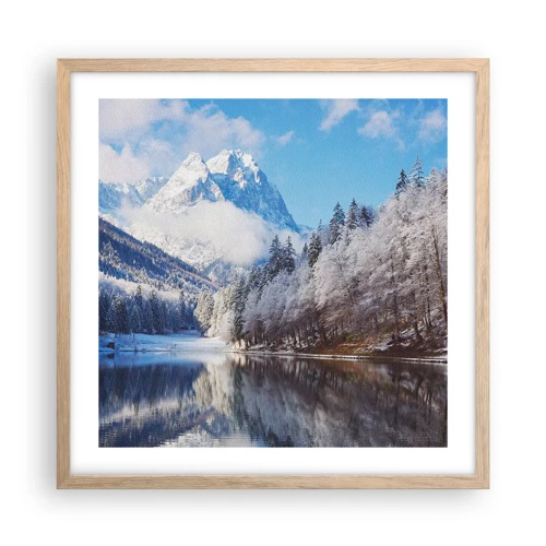 Plagát v ráme zo svetlého duba - Snehová stráž - 50x50 cm