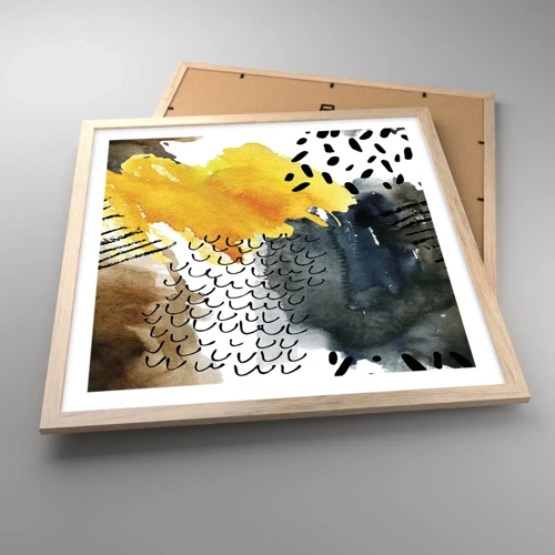 Plagát v ráme zo svetlého duba - Stretnutie živlov - 50x50 cm