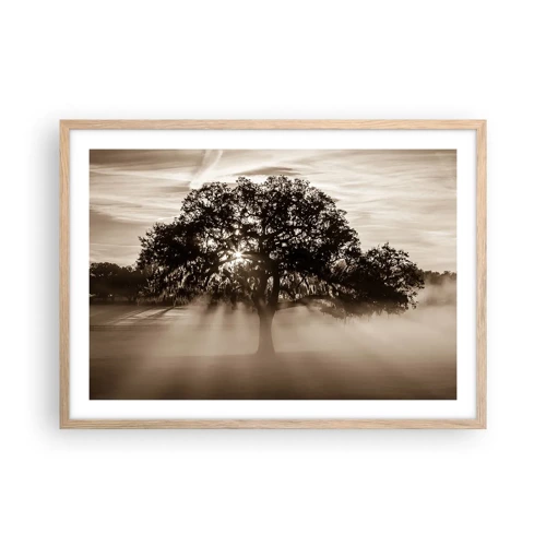 Plagát v ráme zo svetlého duba - Strom správ samotného dobra - 70x50 cm