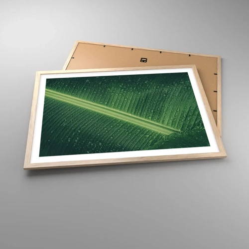Plagát v ráme zo svetlého duba - Štruktúra zelenej - 70x50 cm