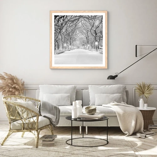 Plagát v ráme zo svetlého duba - Štyri ročné obdobia – zima - 50x50 cm