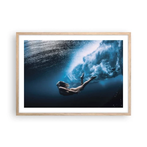 Plagát v ráme zo svetlého duba - Súčasná morská panna - 70x50 cm