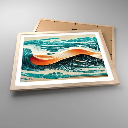Plagát v ráme zo svetlého duba - Surferov sen - 50x40 cm