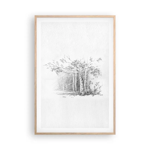 Plagát v ráme zo svetlého duba - Svetlo brezového lesa - 61x91 cm