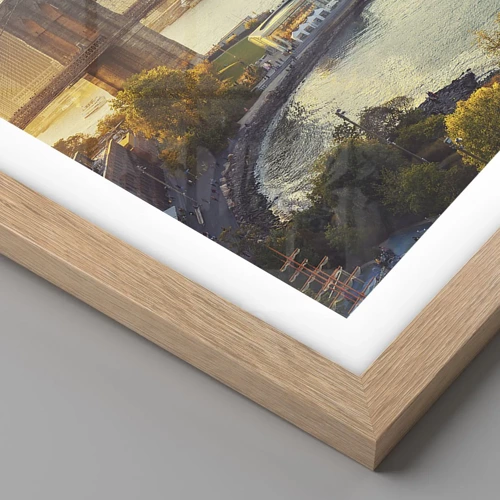 Plagát v ráme zo svetlého duba - Svitanie veľkomesta - 50x50 cm