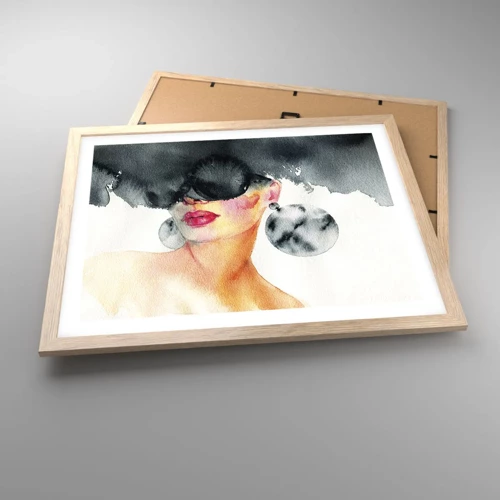 Plagát v ráme zo svetlého duba - Tajomstvo elegancie - 50x40 cm