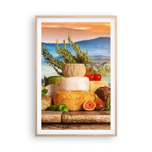 Plagát v ráme zo svetlého duba - Talianska radosť zo života - 61x91 cm