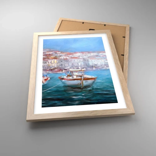 Plagát v ráme zo svetlého duba - Taliansky záliv - 30x40 cm