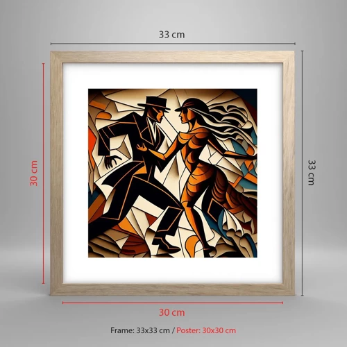 Plagát v ráme zo svetlého duba - Tanec vrelosti a vášne - 30x30 cm