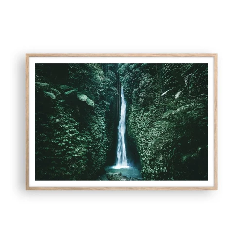 Plagát v ráme zo svetlého duba - Tropický prameň - 100x70 cm