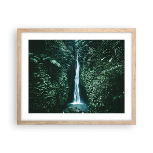 Plagát v ráme zo svetlého duba - Tropický prameň - 50x40 cm