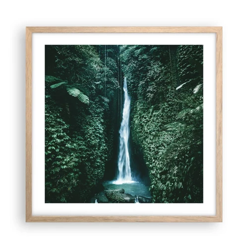 Plagát v ráme zo svetlého duba - Tropický prameň - 50x50 cm