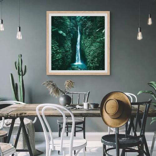 Plagát v ráme zo svetlého duba - Tropický prameň - 50x50 cm