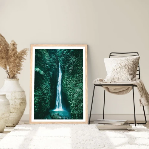 Plagát v ráme zo svetlého duba - Tropický prameň - 70x100 cm
