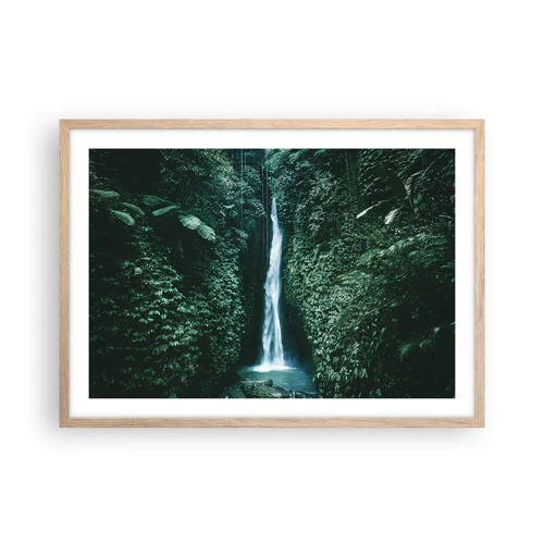 Plagát v ráme zo svetlého duba - Tropický prameň - 70x50 cm