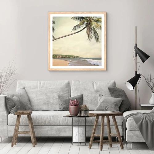 Plagát v ráme zo svetlého duba - Tropický sen - 30x30 cm