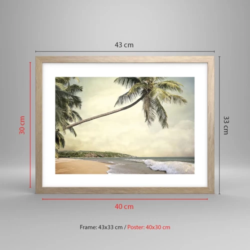 Plagát v ráme zo svetlého duba - Tropický sen - 40x30 cm