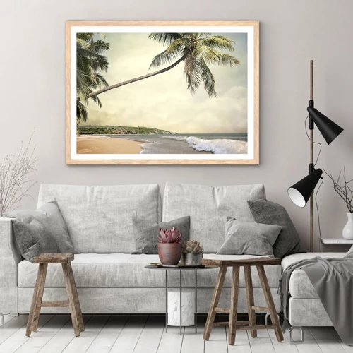 Plagát v ráme zo svetlého duba - Tropický sen - 40x30 cm