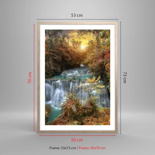Plagát v ráme zo svetlého duba - Ukrytý poklad lesa - 50x70 cm