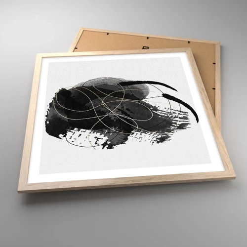 Plagát v ráme zo svetlého duba - Upletené z čiernej - 50x50 cm
