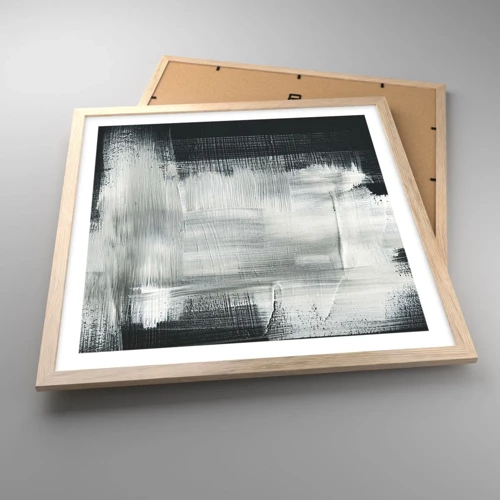 Plagát v ráme zo svetlého duba - Utkané zvisle a vodorovne - 50x50 cm