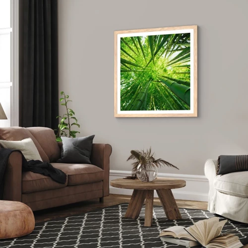 Plagát v ráme zo svetlého duba - V bambusovom háji - 30x30 cm